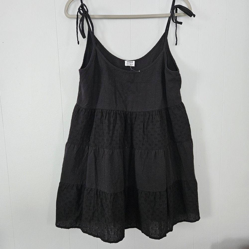 Cotton Womens Solstice Babydoll Mini Dress Size‎ 8 Black Boho
